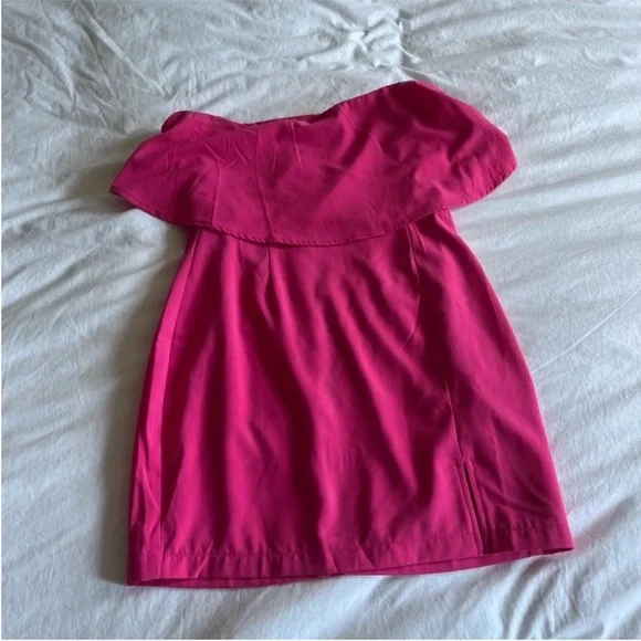 Revolve Superdown Catalina Ruffle Tube Mini Dress Hot Pink S - Picture 3 of 6